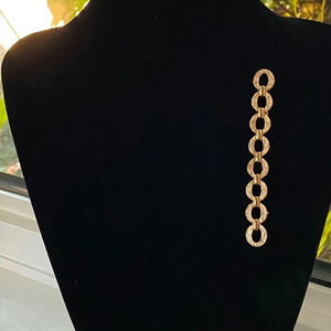 Sarah Coventry Signed Brushed Gold Tone Geometric Chain Brooch Vintage